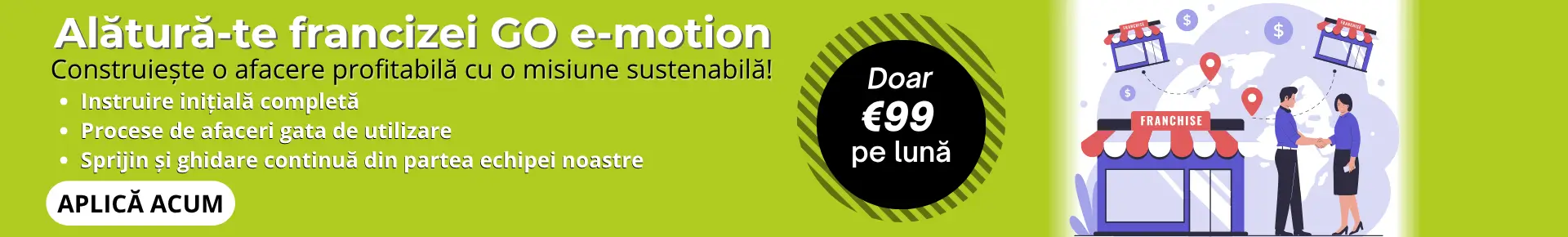 Franciză Go e-motion – devino partener și deschide propriul showroom de trotinete electrice